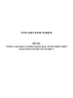 SKKN Nâng cao chất lượng giảng dạy tuyến kiến thức giải toán có lời văn ở lớp 2