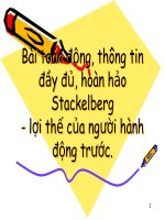 Slide môn lý thuyết trò chơi: Bài toán động, thông tin đầy đủ, hoàn hảo