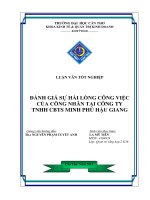 ĐÁNH GIÁ SỰ HÀI LÒNG CÔNG VIỆC   CỦA CÔNG NHÂN TẠI CÔNG TY   TNHH CBTS MINH PHÚ HẬU GIANG