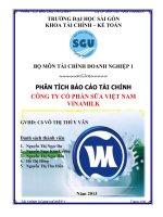 Phân tích khái quát tình hình tài chính  của tổng công ty sữa Việt Nam Vinamilk