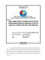 ĐỒ án ĐĂNG kí và cấp GIẤY CHỨNG NHẬN QUYỀN sử  DỤNG đất ở của xã HƯNG lộc, THÀNH PHỐ VINH, TỈNH NGHỆ AN