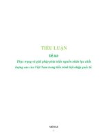 Thực trạng và giải pháp phát triển nguồn nhân lực chất lượng cao của Việt Nam trong tiến trình hội nhập quốc tế.