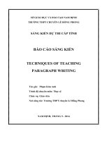 BÁO CÁO SÁNG KIẾN TECHNIQUES OF TEACHING PARAGRAPH WRITING