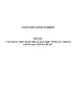 SKKN Vận dụng một số kĩ thuật dạy học tích cực trong giảng dạy GDCD lớp 10