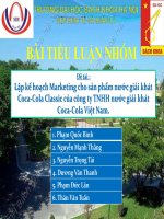 Lập kế hoạch Marketing cho sản phẩm nước giải khát Coca-Cola Classic của công ty TNHH nước giải khát Coca-Cola Việt Nam.
