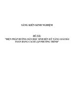 SKKN môn Toán lớp 8 Biện pháp hướng dẫn học sinh rèn kỹ năng giải bài toán bằng cách lập phương trình