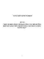 SKNN Một số biện pháp chỉ đạo công tác bồi dưỡng đội ngũ giáo viên nhằm nâng cao chất lượng giảng dạy