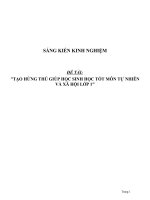 SKKN Tạo hứng thú giúp học sinh học tốt môn Tự nhiên và Xã hội lớp 1