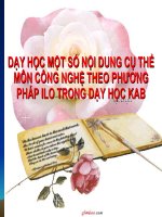 DẠY HỌC MỘT SỐ NỘI DUNG CỤ THỂ MÔN CÔNG NGHỆ THEO PHƯƠNG PHÁP ILO TRONG DẠY HỌC KAB