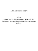 SKKN Nâng cao chất lượng dạy học của giáo viên thông qua hoạt động dự giờ thăm lớp của cán bộ quản lý