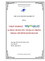 TIỂU LUẬN THƯƠNG MẠI ĐIỆN TỬ CHỌN WEBSITE 123 MUA.VN VÀ PHÂN TÍCH 8 YẾU TỐ QUAN TRỌNG TRONG MÔ HÌNH KINH DOANH