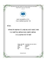 TÍNH ỔN ĐỊNH CỦA BỘ BA BẤT KHẢ THI VÀ NHỮNG HÌNH MẪU ĐIỂN HÌNH CỦA KINH TẾ VĨ MÔ