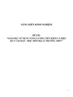 SKKN Giáo dục sử dụng năng lượng tiết kiệm và hiệu quả vào dạy - học môn Địa lí trường THPT