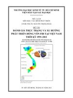 ĐÁNH GIÁ THỰC TRẠNG VÀ XU HƯỚNG PHÁT TRIỂN DÒNG VỐN FDI TẠI VIỆT NAM THỜI KỲ 191-201