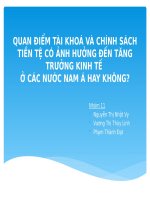QUAN ĐIỂM TÀI KHOÁ VÀ CHÍNH SÁCH TIỀN TỆ CÓ ẢNH HƯỞNG ĐẾN TĂNG TRƯỞNG KINH TẾ Ở CÁC NƯỚC NAM Á HAY KHÔNG