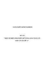 SKKN Một số biện pháp rèn kĩ năng giải toán có lời văn ở lớp 4