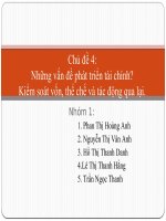 TIỂU LUẬN MÔN TÀI CHÍNH QUỐC TẾ Những vấn đề phát triển tài chính Kiểm soát vốn, thể chế và tác động qua lại