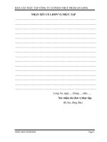 Báo cáo thực tập công ty cổ phần thực phẩm an long