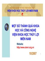 MỘT SỐ THÀNH QUẢ KHOA HỌC VÀ CÔNG NGHỆ VIỆN KHOA HỌC THỦY LỢI MIỀN NAM
