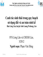 Canh tác sinh thái trong quy hoạch sử dụng đất và an toàn sinh kế Bản Lóng Lăn, huyện- tỉnh Luang Prabang, Lào
