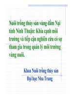 nuôi trồng thủy sản vùng đầm nại tỉnh ninh thuận khía cạnh môi trường và tiếp cận nghiên cứu có sự tham gia trong quản lý môi trường vùng nuôi
