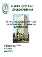 MỘT SỐ KẾT QUẢ NGHIÊN CỨU PHỤC VỤ CHO SẢN XUẤT NÔNG NGHIỆP CÁC TỈNH PHÍA NAM GIAI ĐOẠN 2006 - 2007