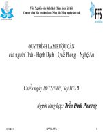 QUY TRÌNH LÀM RƯỢU CẦN của người Thái - Hạnh Dịch – Quế Phong – Nghệ An