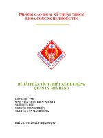 ĐỀ TÀI PHÂN TÍCH THIẾT KẾ HỆ THỐNG QUẢN LÝ NHÀ HÀNG