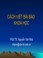 CÁCH VIẾT BÀI BÁO KHOA HỌC