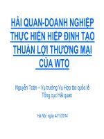 HẢI QUAN-DOANH NGHIỆP THỰC HIỆN HIỆP ĐỊNH TẠO THUẬN LỢI THƢƠNG MẠI CỦA WTO
