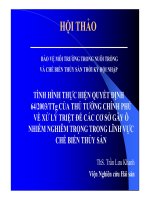 TÌNH HÌNH THỰC HIỆN QUYẾT ĐNNH 64-2003-TTg CỦA THỦ TƯỚNG CHÍNH PHỦ VỀ XỬ LÝ TRIỆT ĐỂ CÁC CƠ SỞ GÂY Ô NHIỄM NGHIÊM TRỌNG TRONG LĨNH VỰC CHẾ BIẾN THỦY SẢN