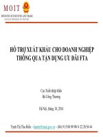 HỖ TRỢ XUẤT KHẨU CHO DOANH NGHIỆP THÔNG QUA TẬN DỤNG ƯU ĐÃI FTA