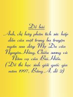 Anh-chị hãy phân tích sức hấp dẫn của một trong ba truyện ngắn trong văn bản đã nêu