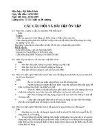 CÂU HỎI VÀ BÀI TẬP MÔN HỆ ĐIỀU HÀNH