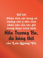 Phân tích nội dung và những chủ ý giàu tính nhân văn của tác giả trong đoạn trích Hồn Trương Ba, da hàng thịt