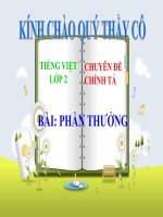 Bài giảng Tiếng Việt 2 tuần 2 bài Chính tả - Tập chép Phần thưởng.Phân biệt SX, ĂNĂNG. Bảng chữ cái