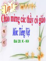 Bài giảng Tiếng Việt 1 bài 20 Âm K, H