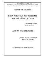 tóm tắt luận án hoàn thiện báo cáo tài chính khu vực công việt nanm