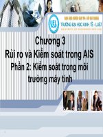 Chương 3 Rủi ro và Kiểm soát trong AIS Phần 2: Kiểm soát trong môi trường máy tính