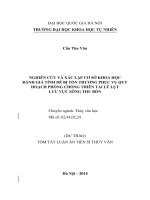 tóm tắt luận án tiến sĩ Nghiên cứu và xác lập cơ sở khoa học đánh giá tính dễ bị tổn thương phục vụ quy hoạch phòng chống thiên tai lũ lụt lưu vực sông Vu Gia-Thu Bồn