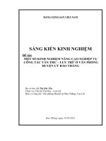 SÁNG KIẾN KINH NGHIỆM MỘT SỐ KINH NGHIỆM NÂNG CAO NGHIỆP VỤ CÔNG TÁC VĂN THƯ – LƯU TRỮ Ở VĂN PHÒNG HUYỆN UỶ BẢO THẮNG