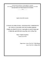 Tóm tắt luận văn Nghiên cứu thành tố cấu trúc và ngữ nghĩa của một số thành ngữ cố định điển hình trong tiếng Anh và tiếng Việt