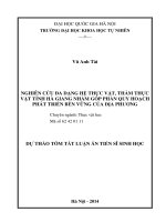 tóm tắt luận án tiến sĩ NGHIÊN CỨU ĐA DẠNG HỆ THỰC VẬT, THẢM  thực VẬT TỈNH HÀ GIANG NHẰM GÓP PHẦN QUY HOẠCH PHÁTtriển địa phương