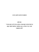 SKKN Giáo dục kĩ năng sống cho học sinh trung học phổ thông thông qua công tác chủ nhiệm lớp