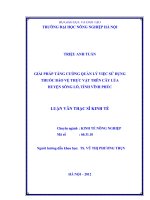 giải pháp tăng cường quán lý việc sử dụng thuốc BVTV trên cây lúa huyện sông lô, tỉnh vĩnh phúc