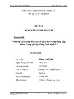 Báo cáo sáng kiến Những biện pháp tích cực để phát huy hoạt động cặp, nhóm trong giờ dạy tiÕng Anh líp 6,7