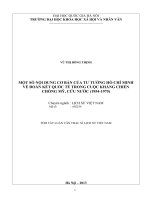 TÓM TẮT LUẬN VĂN THẠC SĨ MỘT SỐ NỘI DUNG CƠ BẢN CỦA TƯ TƯỞNG HỒ CHÍ MINH VỀ ĐOÀN KẾT QUỐC TẾ TRONG CUỘC KHÁNG CHIẾN CHỐNG MỸ, CỨU NƯỚC (1954-1975)