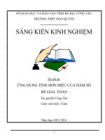 ỨNG DỤNG TÍNH ĐƠN ĐIỆU CỦA HÀM SỐ ĐỂ GIẢI TOÁN