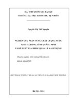 tóm tắt luận án tiến sĩ Nghiên cứu phân vùng chất lượng nước vịnh Hạ Long, tỉnh Quảng Ninh và đề xuất giải pháp quản lý và sử dụng