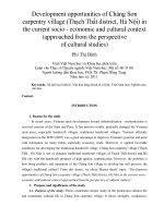 Development opportunities of Chàng Sơn carpentry village (Thạch Thất district, Hà Nội) in the current socio  economic and cultural context (approached from the perspective of cultural studies)